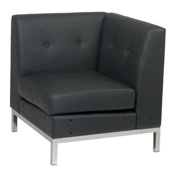 Office Star Collection: Wall Street Corner Chair, Black Seat, Black Back, 28" W 28" L 31" H, Fixed, Leather Seat - WST51C-B18