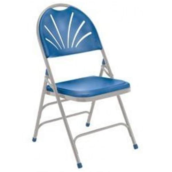Betterbeds Polyfold Fan Back Triple Brace Double Hinge Folding Chair Blue with Grey Frame, 4PK - BE403821