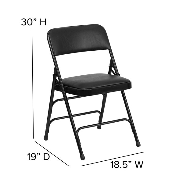 Flash Furniture Black Vinyl Folding Chair - 2-HA-MC309AV-BK-GG