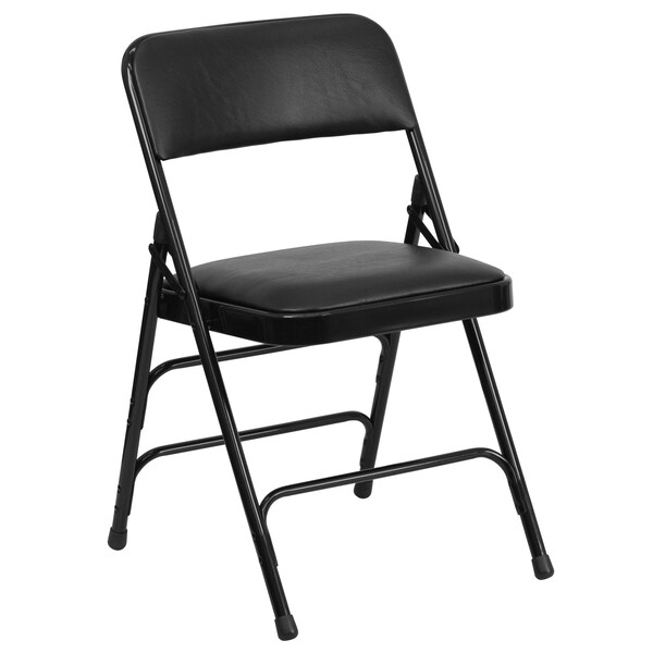 Flash Furniture Black Vinyl Folding Chair - 2-HA-MC309AV-BK-GG