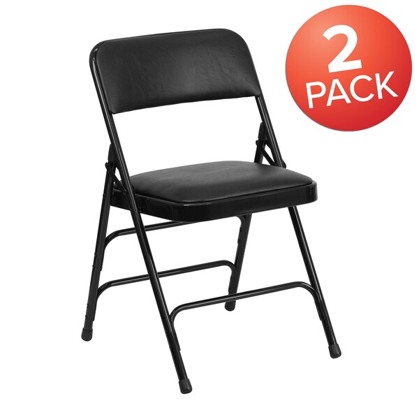 Flash Furniture Black Vinyl Folding Chair - 2-HA-MC309AV-BK-GG