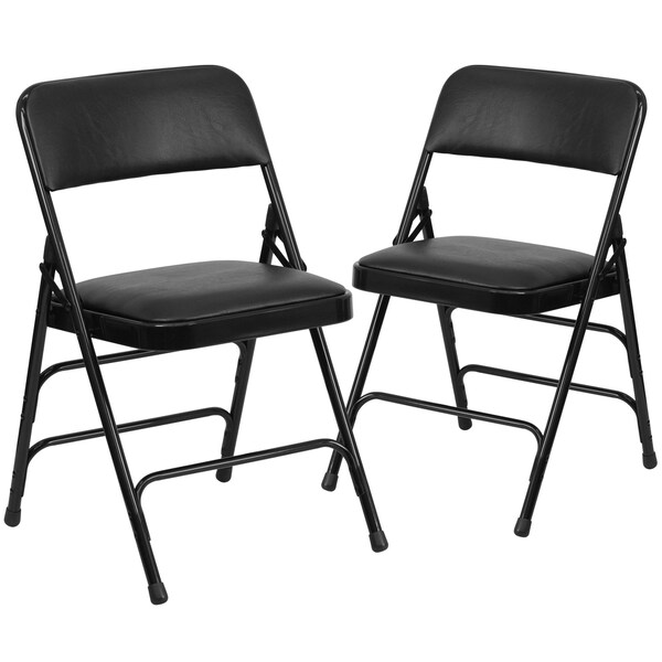 Flash Furniture Black Vinyl Folding Chair - 2-HA-MC309AV-BK-GG