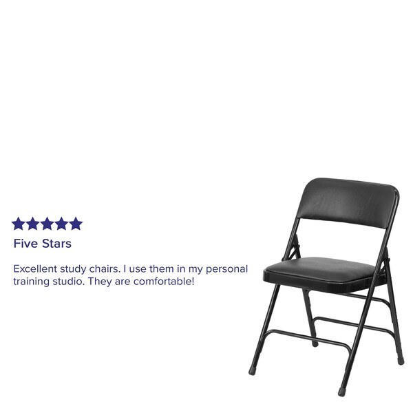 Flash Furniture Black Vinyl Folding Chair - 2-HA-MC309AV-BK-GG