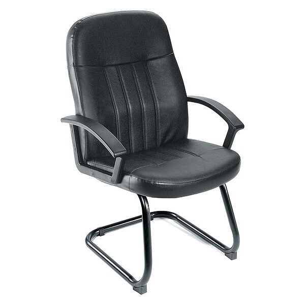 Boss Executive Chair, Black Back, 25-1/2 in W 26" L 41" H, Loop, Leather Seat - B8109