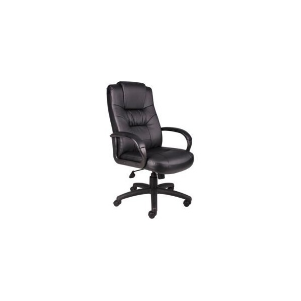 Global Equipment Boss Executive Office Chair with Arms - Synthetic Leather - High Back - Black - B7501