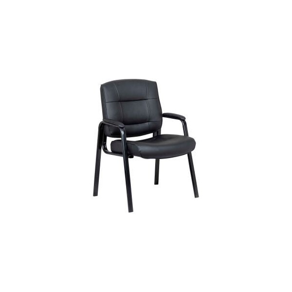 Global Equipment Interion    Antimicrobial Leather Guest Chair, Black - 81562G-ANT