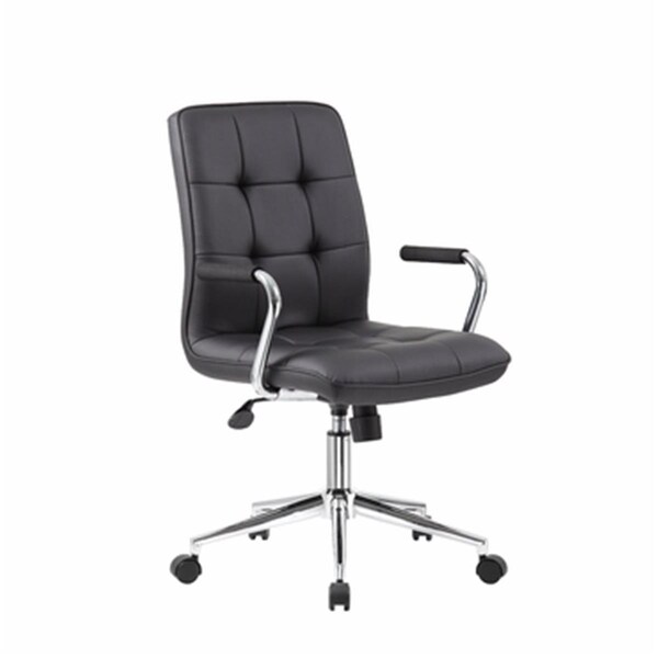Procomfort Modern Office Chair with Chrome Arms, Black - PR714581