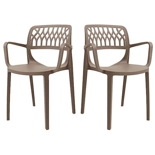 Rainbow Outdoor Elsa Set of 4 Stackable Armchair-Cappuccino - RBO-ELSA-CAP-AC-SET4