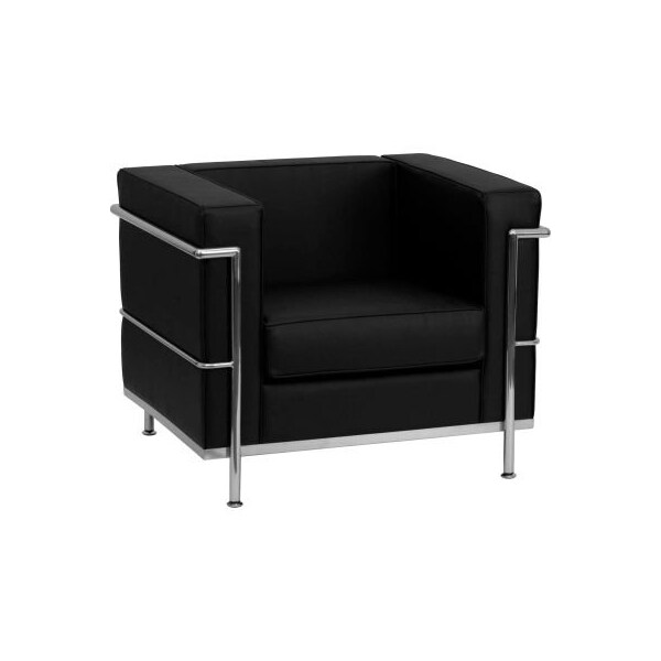 Gec Contemporary Modular Lounge Chair - Leather - Black - Hercules Regal Series - ZB-REGAL-810-1-CHAIR-BK-GG