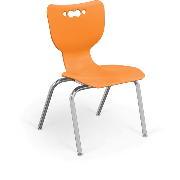 Mooreco Hierarchy School Chair, 4 Leg, 16" Chrome Frame, Orange Armless Shell, PK5 - 53316-5-ORANGE-NA-CH