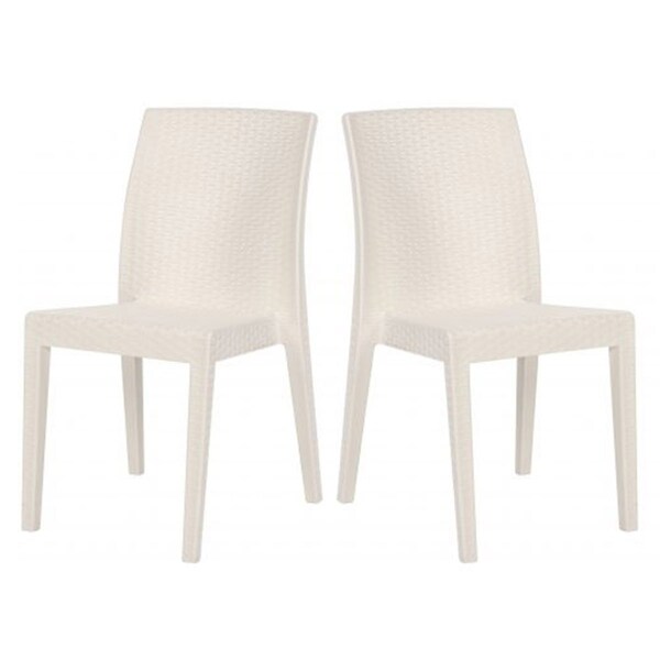 Rainbow Outdoor Siena Set of 2 Stackable Side chair-White - RBO-SIENA-WHT-SC-SET2