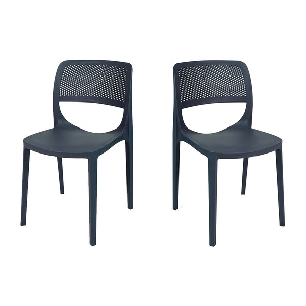 Rainbow Outdoor Mila Set of 2 Stackable Side Chair-Anthracite - RBO-MILA-ANT-SC-SET2