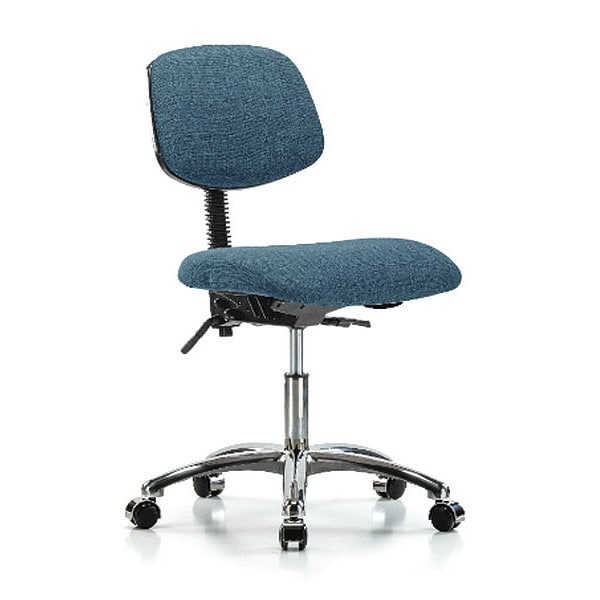 Blue Ridge Ergonomics Desk Chair Desk Chair, Fabric, Chrome Casters, Blu, No Arms, 19" to 24" Height, Fabric, Blue - BR-FDHCH-CR-T0-A0-CC-F43