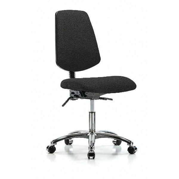 Blue Ridge Ergonomics Desk Chair Fab Desk Chair, Med, Bk, Chrm, Casters, Blk, No Arms, 19" to 24" Height, Fabric, Black - BR-FDHCH-MB-CR-T0-A0-CC-F42