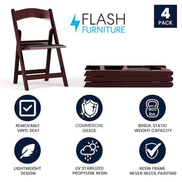 Flash Furniture Mahogany Resin Folding Chair - 4-LE-L-1-MAH-GG