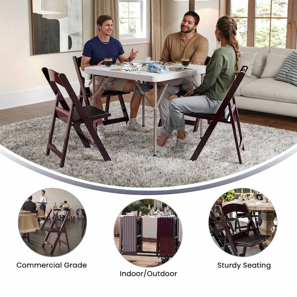 Flash Furniture Mahogany Resin Folding Chair - 4-LE-L-1-MAH-GG