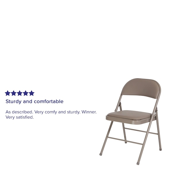 Flash Furniture Folding Chair, Vinyl, Gray - HA-F003D-GY-GG