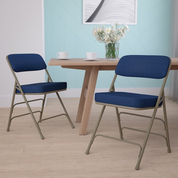 Flash Furniture Navy Fabric Folding Chair - 2-HA-MC320AF-NVY-GG