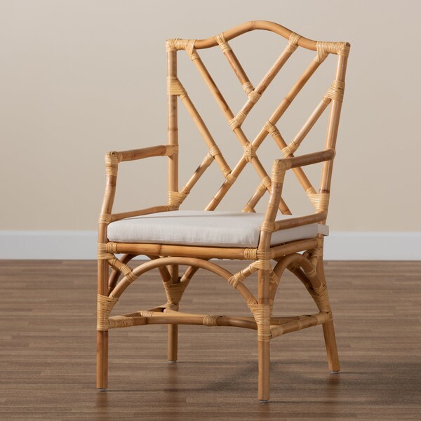 Baxton Studio Delta Modern and Contemporary Natural Finished Rattan Armchair - 185-11881-ZORO