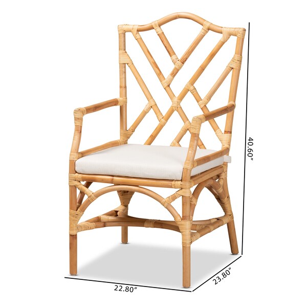 Baxton Studio Delta Modern and Contemporary Natural Finished Rattan Armchair - 185-11881-ZORO