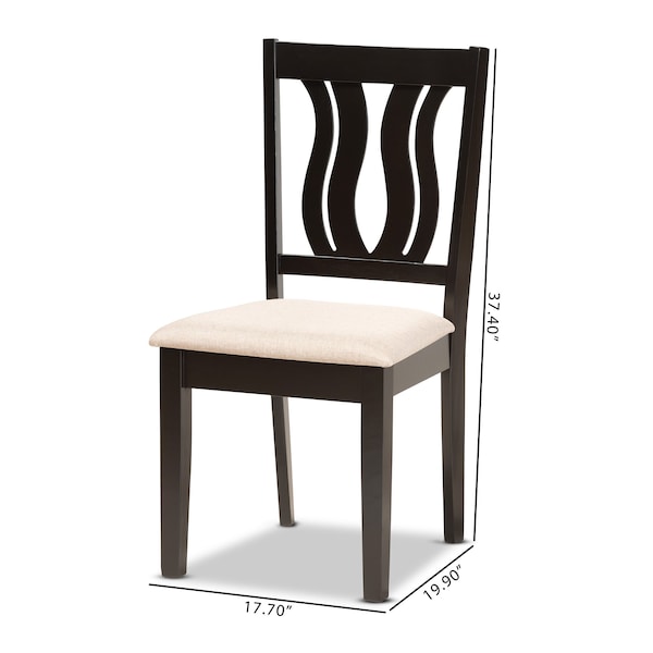 Baxton Studio Fenton Modern and Contemporary Sand Fabric and Dark Brown Finished Wood 2-Piece Dining Chair Set - 176-11378-ZORO