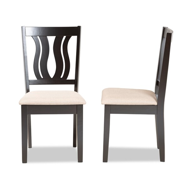 Baxton Studio Fenton Modern and Contemporary Sand Fabric and Dark Brown Finished Wood 2-Piece Dining Chair Set - 176-11378-ZORO