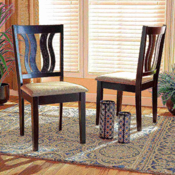 Baxton Studio Fenton Modern and Contemporary Sand Fabric and Dark Brown Finished Wood 2-Piece Dining Chair Set - 176-11378-ZORO