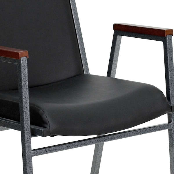 Flash Furniture HERCULES Series Heavy Duty Black Vinyl Stack Chair with Arms - 4-XU-60154-BK-VYL-GG