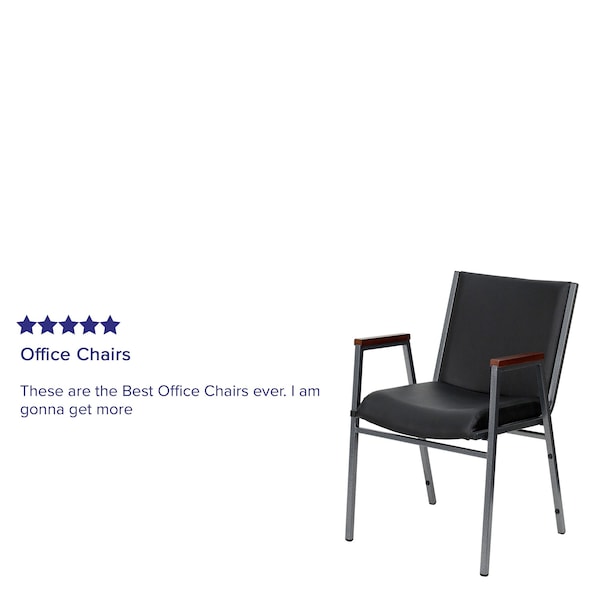 Flash Furniture HERCULES Series Heavy Duty Black Vinyl Stack Chair with Arms - 4-XU-60154-BK-VYL-GG