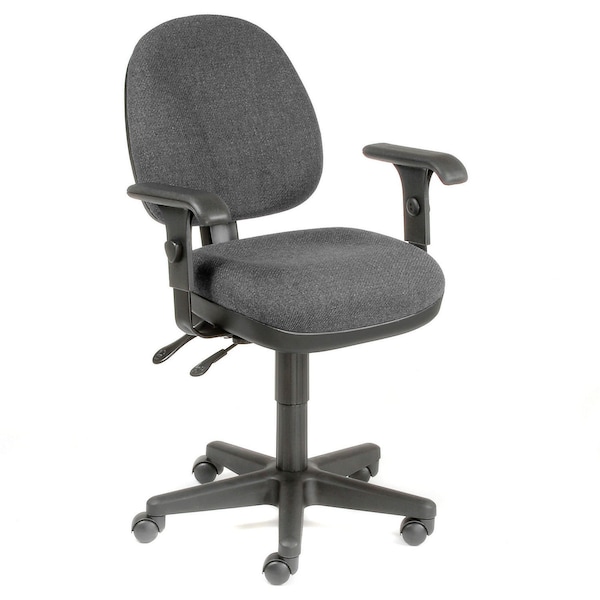 Interion By Global Industrial Interion Task Chair With 17-1/2inH Back & Adjustable Arms, Fabric, Black - 594138BK