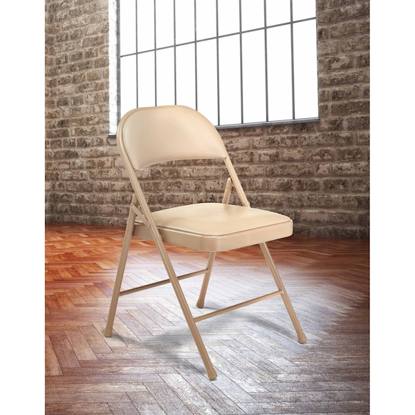 National Public Seating Commercialine Folding Chair, Vnyl, Tan, PK4 - 951