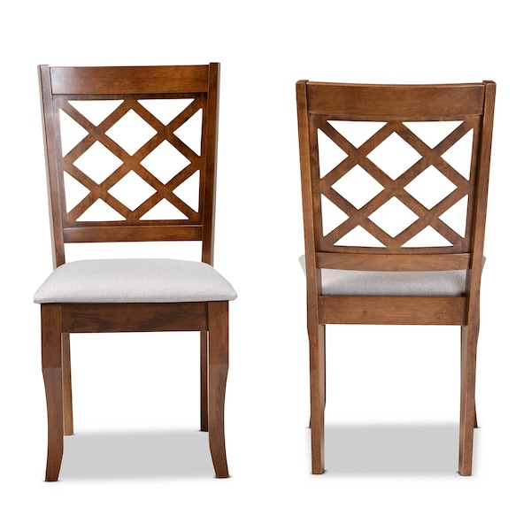 Baxton Studio Verner Modern and Contemporary Grey Fabric Walnut Finished Wood 2-Piece Dining Chair Set - 174-10541-ZORO