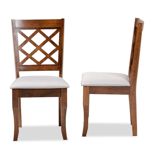 Baxton Studio Verner Modern and Contemporary Grey Fabric Walnut Finished Wood 2-Piece Dining Chair Set - 174-10541-ZORO