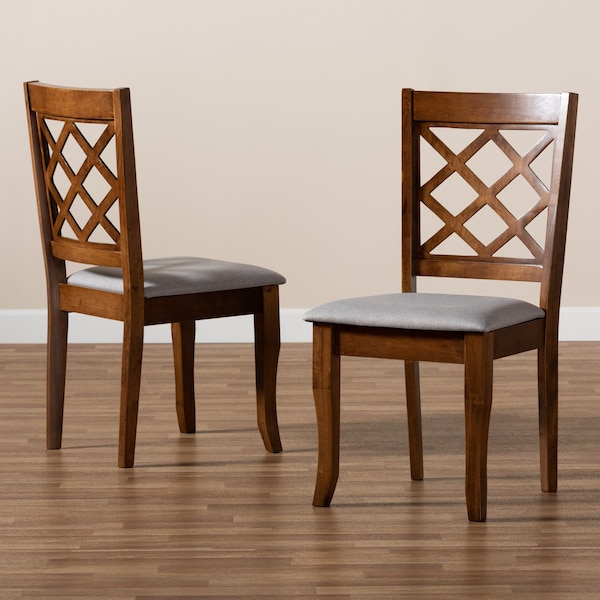 Baxton Studio Verner Modern and Contemporary Grey Fabric Walnut Finished Wood 2-Piece Dining Chair Set - 174-10541-ZORO