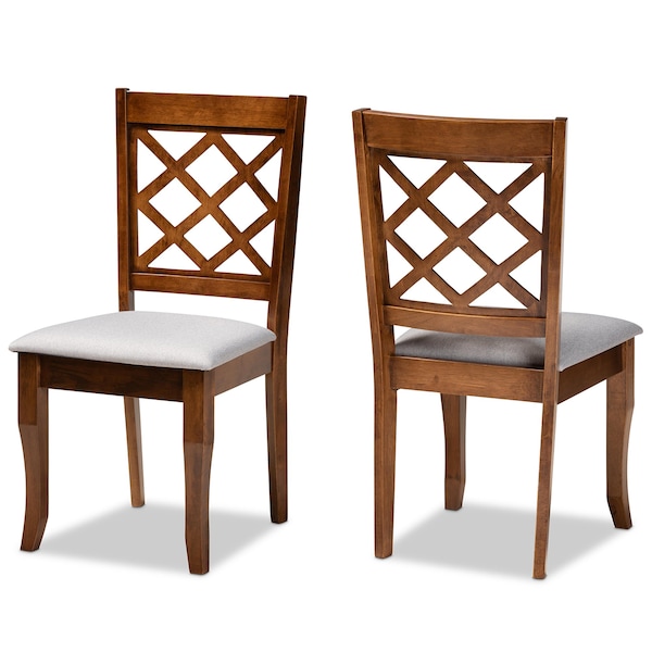Baxton Studio Verner Modern and Contemporary Grey Fabric Walnut Finished Wood 2-Piece Dining Chair Set - 174-10541-ZORO