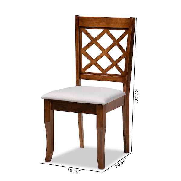 Baxton Studio Verner Modern and Contemporary Grey Fabric Walnut Finished Wood 2-Piece Dining Chair Set - 174-10541-ZORO