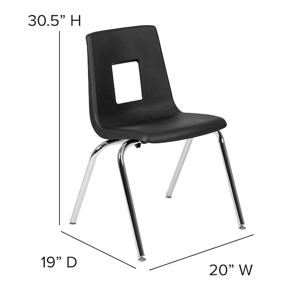 Flash Furniture Advantage Black Student Stack School Chair, 18" - ADV-SSC-18BLK