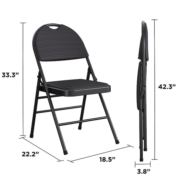 Cosco Cosco Black Fabric XL Folding Chair 4 pk - 37-976-TMS4E