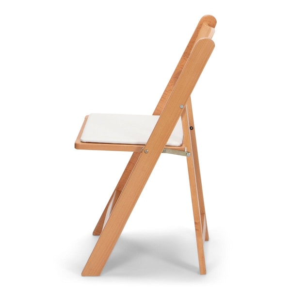 Atlas Commercial Products Wood Folding Chair, Natural with White Pad - WFC5NTWC