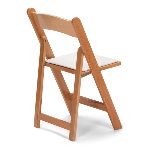 Atlas Commercial Products Wood Folding Chair, Natural with White Pad - WFC5NTWC