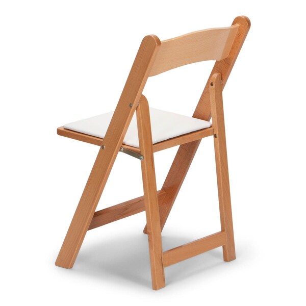 Atlas Commercial Products Wood Folding Chair, Natural with White Pad - WFC5NTWC