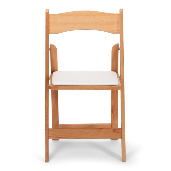 Atlas Commercial Products Wood Folding Chair, Natural with White Pad - WFC5NTWC