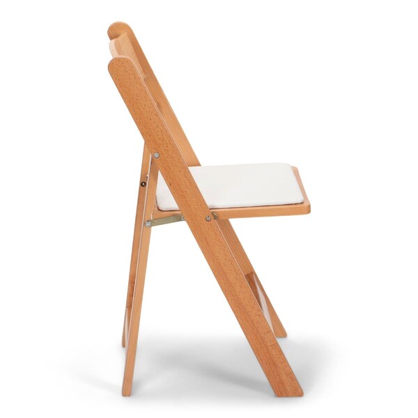 Atlas Commercial Products Wood Folding Chair, Natural with White Pad - WFC5NTWC