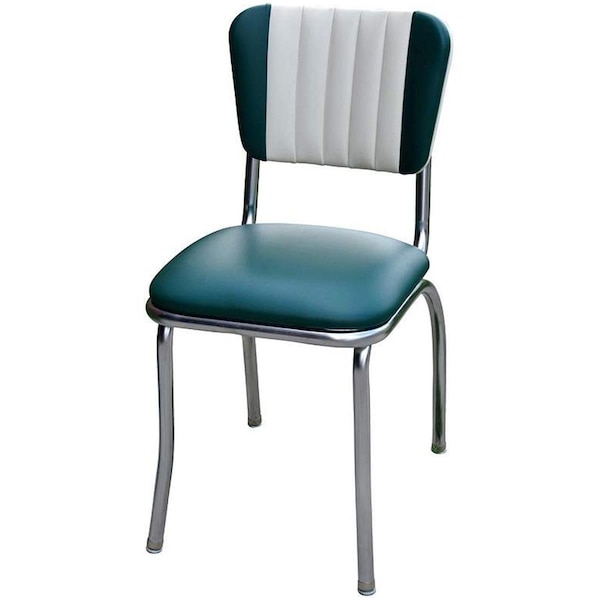 Richardson Seating Corp Richardson Seating Corp 4190GRN 4190 Dual Tone Channel Back Diner Chair -Green- with 1 in. Pulled Seat  - Chrome - 4190GRN