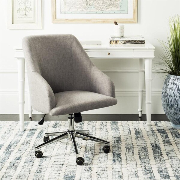 Safavieh Adrienne Linen Chrome Leg Swivel Office Chair, Grey - OCH4501A