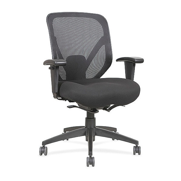 Lorell Managerial Chair Self-Tilt Mid-Back Chair, Fabric Seat, Adjustable Arms, 18-1/4" to 22-1/4" Height - LLR20017