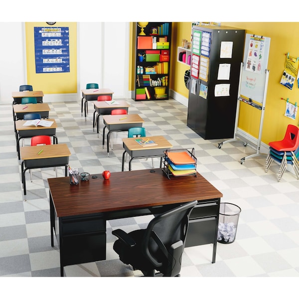Lorell Managerial Chair Self-Tilt Mid-Back Chair, Fabric Seat, Adjustable Arms, 18-1/4" to 22-1/4" Height - LLR20017
