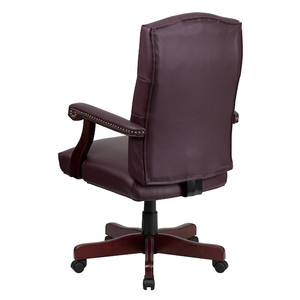 Flash Furniture Executive Chair Fixed Arms, 19-1/2" to 23" Height, Leather, Burgundy LeatherSoft - 801L-LF0019-BY-LEA-GG