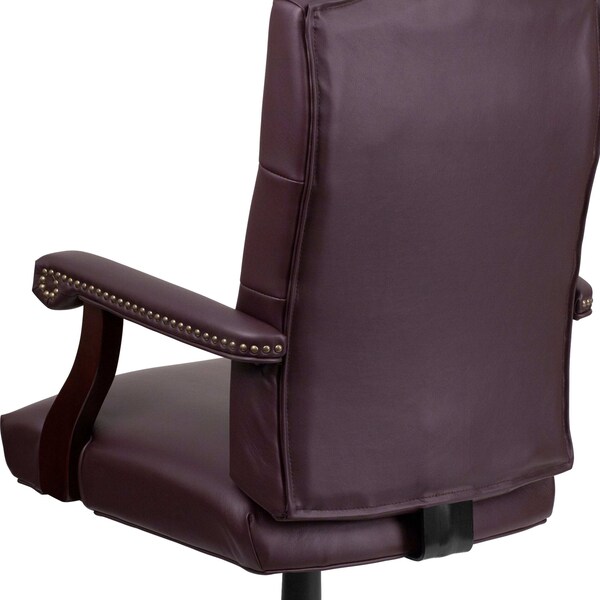 Flash Furniture Executive Chair Fixed Arms, 19-1/2" to 23" Height, Leather, Burgundy LeatherSoft - 801L-LF0019-BY-LEA-GG