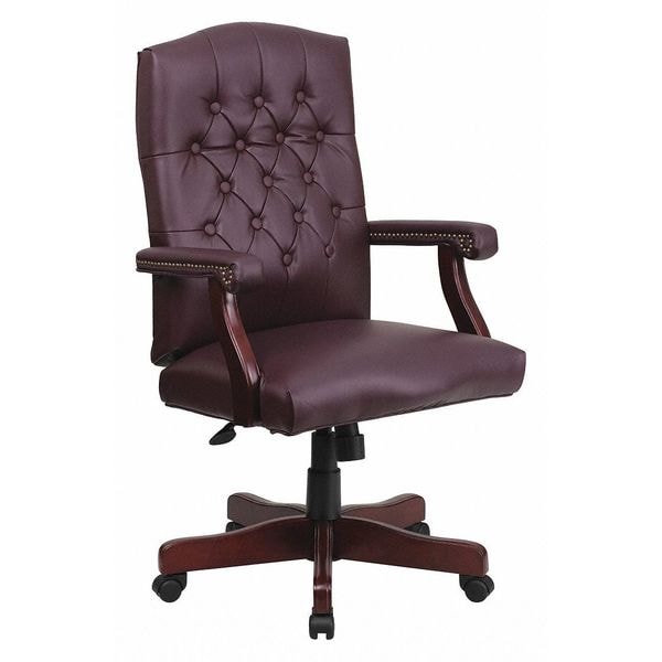 Flash Furniture Executive Chair Fixed Arms, 19-1/2" to 23" Height, Leather, Burgundy LeatherSoft - 801L-LF0019-BY-LEA-GG